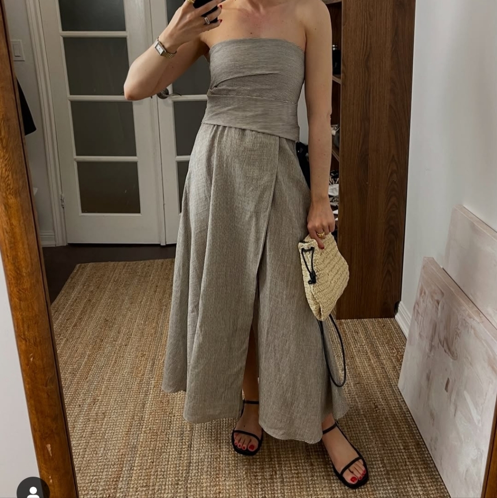 Massimo Dutti Gray Strapless Dress
